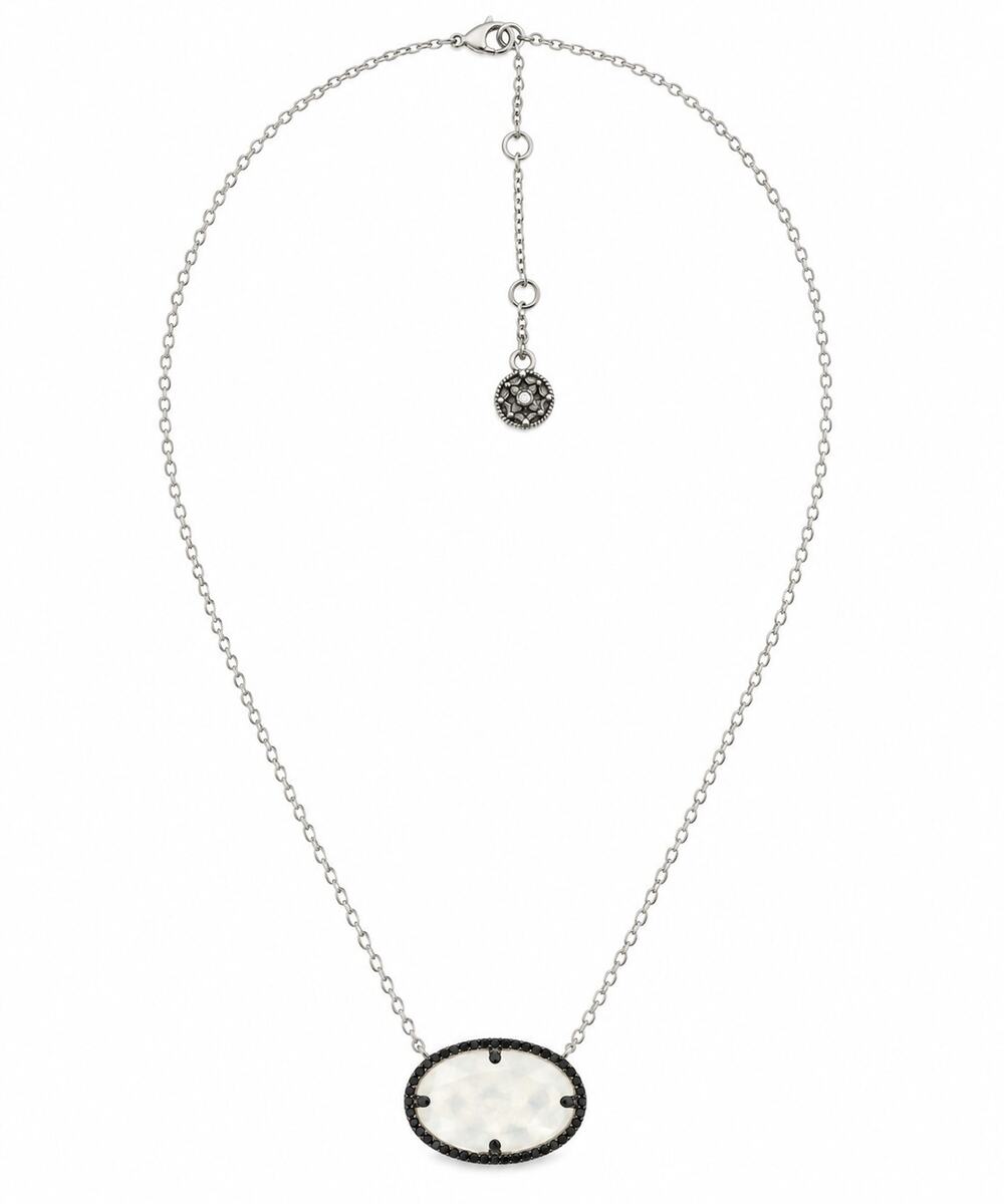 NEW Freida Rothman Industrial Finish Oval Mother of Pearl Pendant Necklace